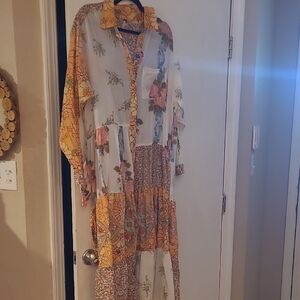 Free People Floral Patchwork Maxi Dress - Yellow, Orange, Blue